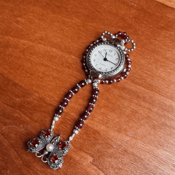 Sterling Silver Geneva Watch Brooch - Picture 3 of 4